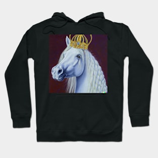 A white Horse Wearing a crown Hoodie